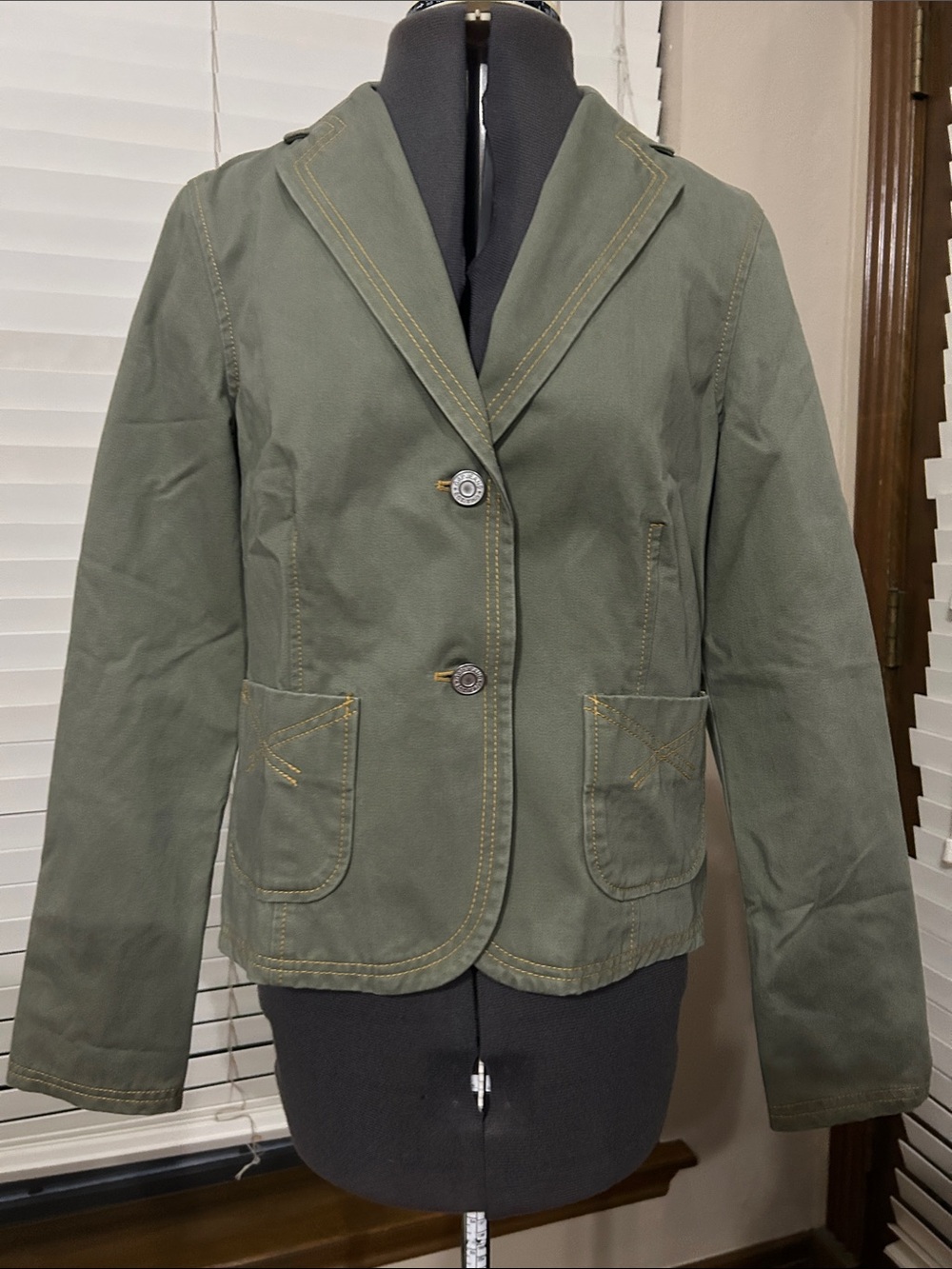 GAP Vintage Women’s Olive Green Casual Blazer Jacket Size 8 NWOT Cotton Shell